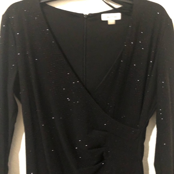 Calvin Klein Black Glitter Faux Wrap Dress Size 10 - Picture 3 of 7